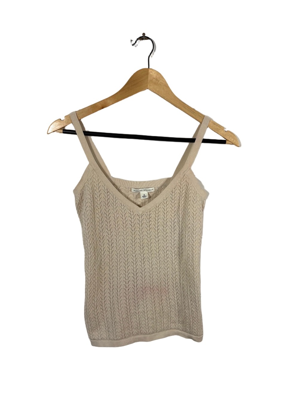 Banana Republic Silk Blend Pointelle Knit Sweater Tank Beige Womens Small